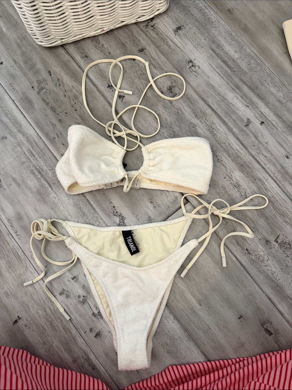 triangl swimwear Cream Terry Tie Bikini Set